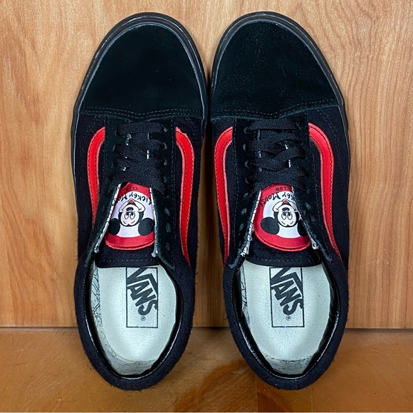 Womens 8.5 Vans Off The Wall Old Skool Mickey Mouse Club Black Red - Picture 5 of 8